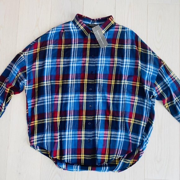 French Connection Flannel Rhodes Oversized Check  Shirt - Picture 3 of 5